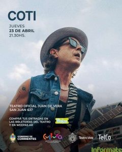Coti presentará sus grandes éxitos en el Teatro Vera